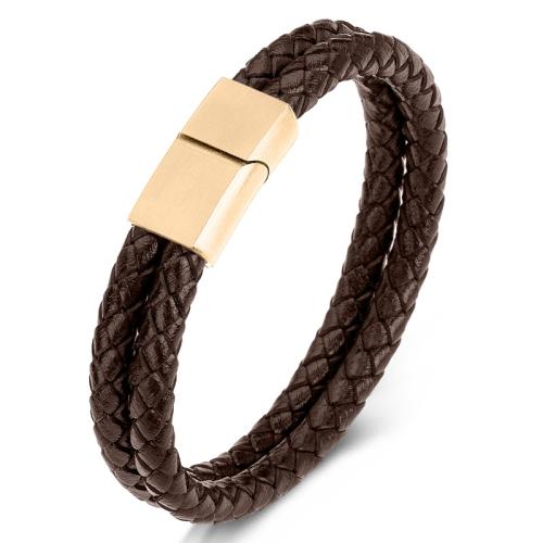 Bracelets cordon PU, Acier inoxydable 304, avec cuir PU, fait à la main, unisexe & normes différentes pour le choix, plus de couleurs à choisir, Vendu par PC