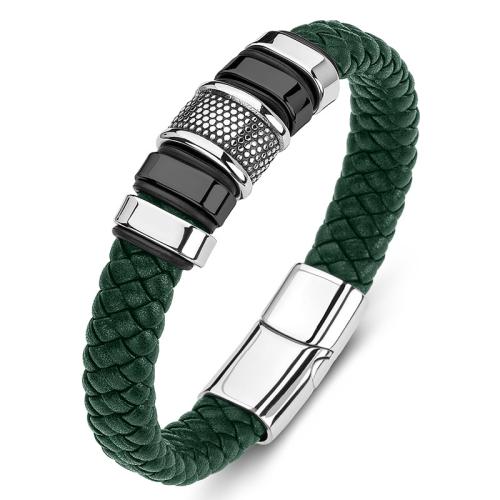 Bracelets cordon PU, Acier inoxydable 304, avec cuir PU, fait à la main, unisexe & normes différentes pour le choix, plus de couleurs à choisir, Vendu par PC