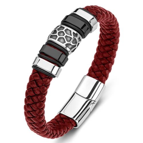 PU Leather Cord Bracelets 304 Stainless Steel with PU Leather handmade Unisex Sold By PC