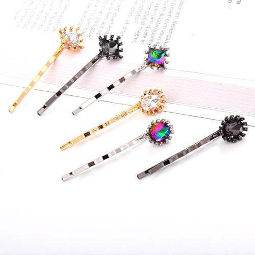 Hair Slide Zinc Alloy with Crystal plated 2 pieces & for woman Sold By Set