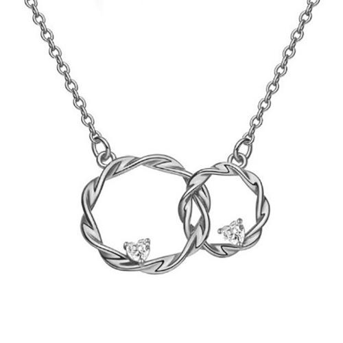 Collier en laiton, avec Acier inoxydable 304, Placage, styles différents pour le choix & pour femme & avec strass, argent, Vendu par PC