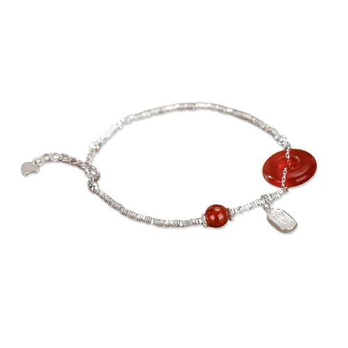 925 Sterling Silver Bracelet with Gemstone with 1.2inch extender chain & for woman Length Approx 6.3 Inch Sold By PC