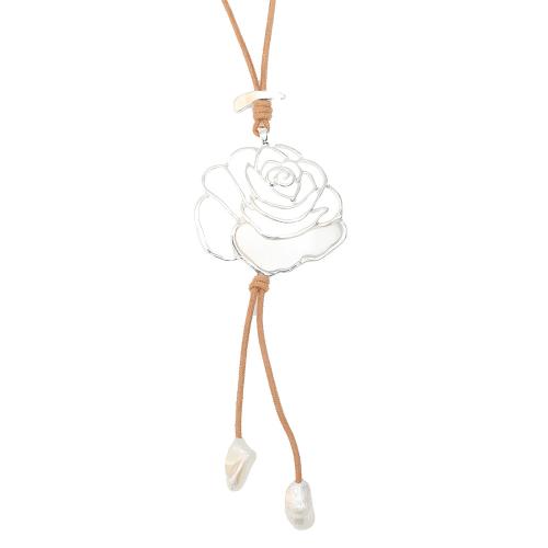 Collier en alliage de zinc Pull, bijoux de mode & pour femme, argent, Longueur Environ 75 cm, 2PC/sac, Vendu par sac