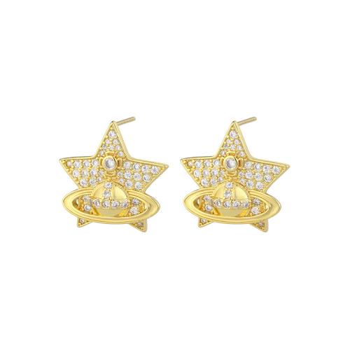 Cubic Zirconia Micro Pave Brass Earring fashion jewelry & micro pave cubic zirconia & for woman Sold By Pair