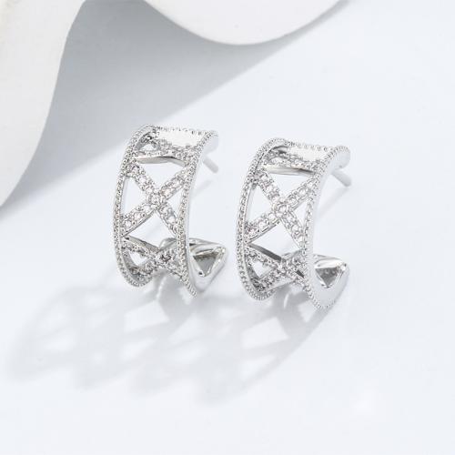 Cubic Zirconia Micro Pave Brass Earring fashion jewelry & micro pave cubic zirconia & for woman 20mm Sold By Pair