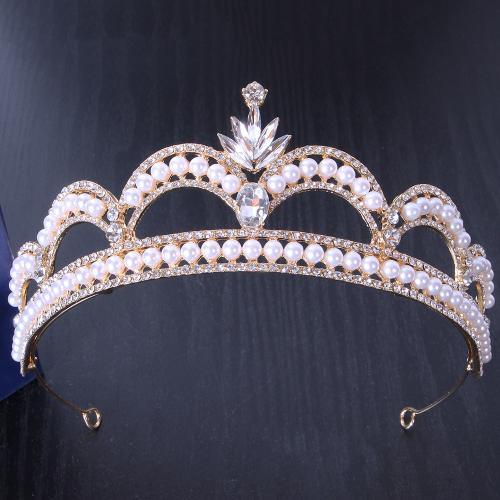 Bridal Tiaras Zinc Alloy with Crystal & Plastic Pearl fashion jewelry & for woman & with rhinestone width 163mm height 60mm Sold By PC