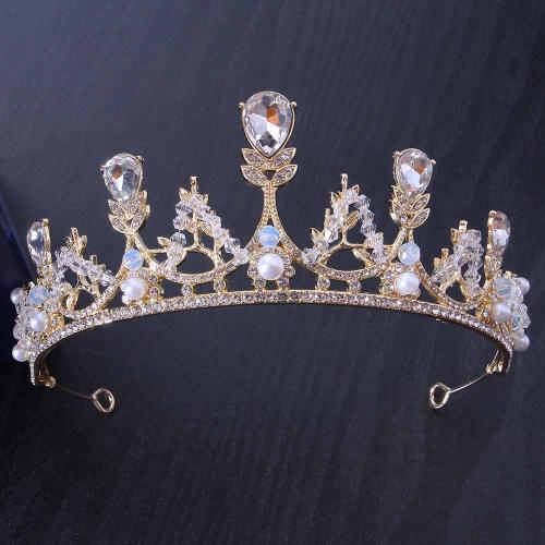 Bridal Tiaras Zinc Alloy with Crystal & Plastic Pearl fashion jewelry & for woman & with rhinestone width 152mm height 72mm Sold By PC