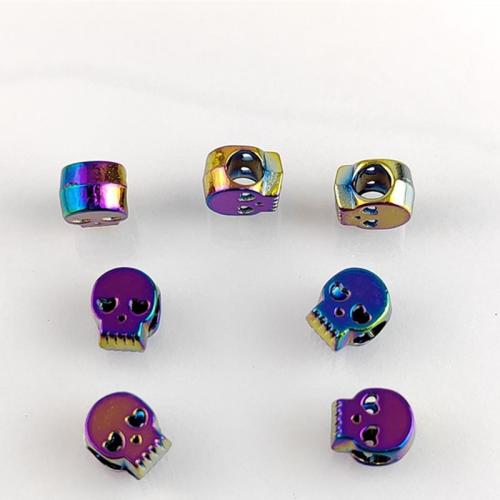 Zinc Alloy stort hul vulst, Skull, forgyldt, du kan DIY, flere farver til valg, nikkel, bly & cadmium fri, 8x10x6mm, Hole:Ca. 4.5mm, Ca. 100pc'er/Bag, Solgt af Bag