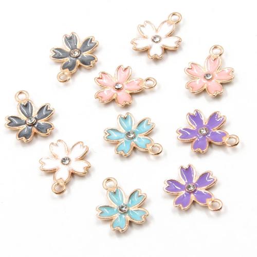 Zinc Alloy Enamel Pendants Flower KC gold color plated DIY nickel lead & cadmium free Approx 2mm Approx Sold By Bag