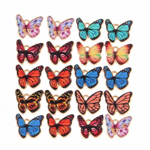 Zinc Alloy Enamel Pendants Butterfly KC gold color plated DIY nickel lead & cadmium free Approx 2mm Approx Sold By Bag