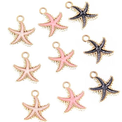 Zink legering emalje vedhæng, Zinc Alloy, Starfish, KC guldfarve belagt, du kan DIY, flere farver til valg, nikkel, bly & cadmium fri, 15x19mm, Hole:Ca. 2mm, Ca. 100pc'er/Bag, Solgt af Bag