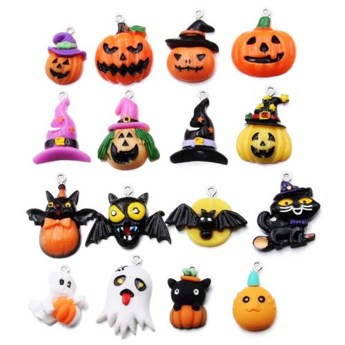 Resin vedhæng, Halloween Design & Anden figur til valg & du kan DIY, flere farver til valg, Ca. 100pc'er/Bag, Solgt af Bag