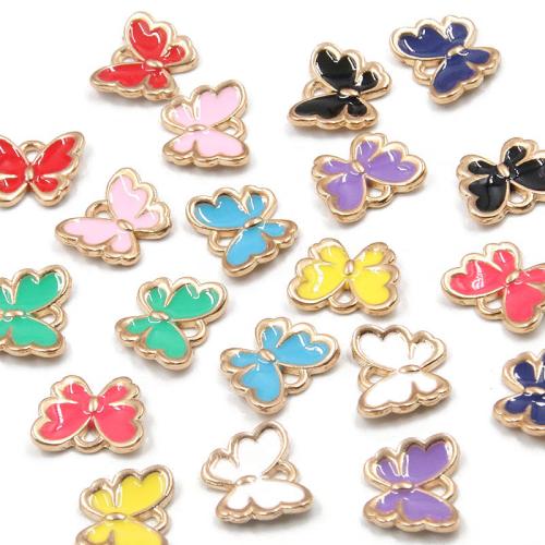 Zinc Alloy Enamel Pendants Butterfly KC gold color plated DIY nickel lead & cadmium free Approx Sold By Bag