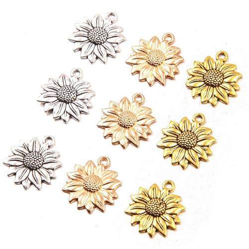 Ciondoli a fiore in lega di zinco, lega in zinco, Girasole, placcato, DIY, nessuno, assenza di nichel,piombo&cadmio, 20x21mm, Foro:Appross. 1mm, Appross. 100PC/borsa, Venduto da borsa