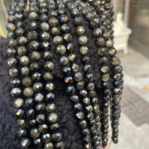 Gemstone Jewelry Beads Gold Obsidian DIY Sold By Strand