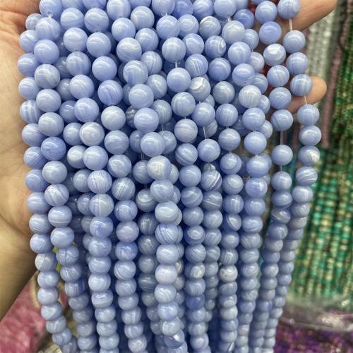 Natural Purple Agate Beads Round DIY Sold By Strand