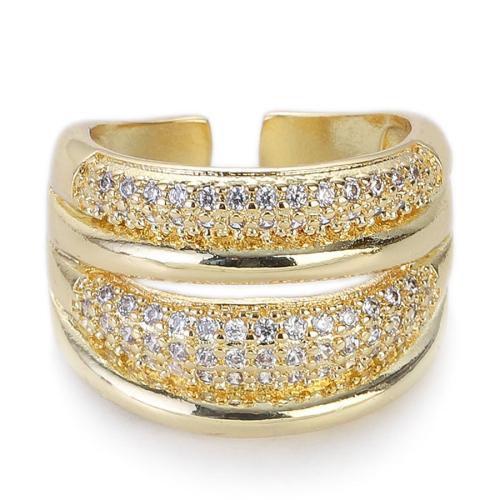 Kubieke Circonia Micro Pave Brass Ring, Messing, gold plated, micro pave zirconia & voor vrouw, nikkel, lood en cadmium vrij, inner diameter:17~20mm, Verkocht door PC