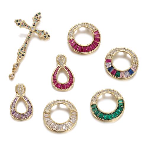 Cúbicos Circonia Colgante Latón Micro pavimenta, metal, chapado en color dorado, diferentes estilos para la opción & micro arcilla de zirconia cúbica & para mujer, más colores para la opción, libre de níquel, plomo & cadmio, Vendido por UD