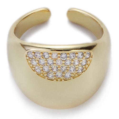 Kubieke Circonia Micro Pave Brass Ring, Messing, gold plated, micro pave zirconia & voor vrouw, nikkel, lood en cadmium vrij, inner diameter:17~20mm, Verkocht door PC