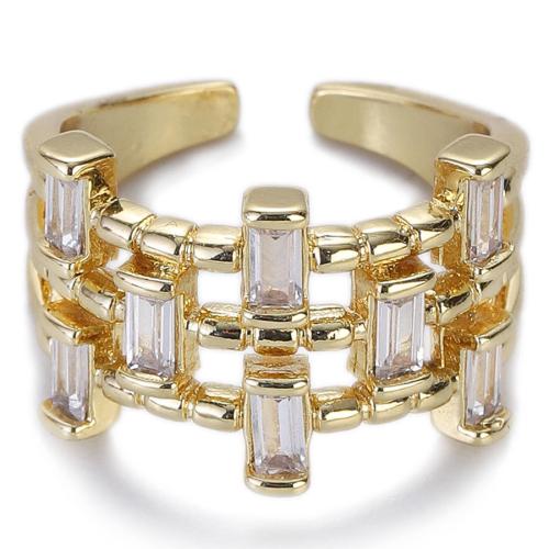 Cúbicos Circonia Micro Pave anillo de latón, metal, chapado en color dorado, micro arcilla de zirconia cúbica & para mujer, libre de níquel, plomo & cadmio, Vendido por UD