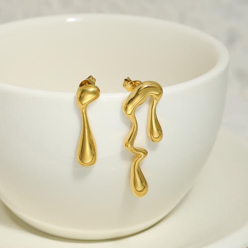 Titanium Steel  Earring gold color plated fashion jewelry golden Sold By Pair