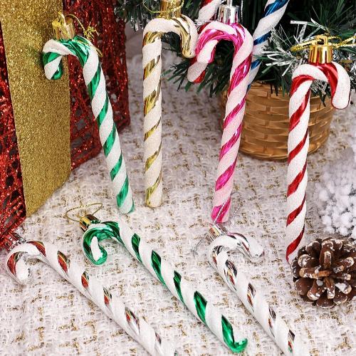 Kalėdų puošmena, Plastmasinis, Kalėdos Candy Cane, Kalėdų dizainas & Pasidaryk pats, daugiau spalvų pasirinkimas, 6kompiuteriai/Dėžutės, Pardavė Dėžutės