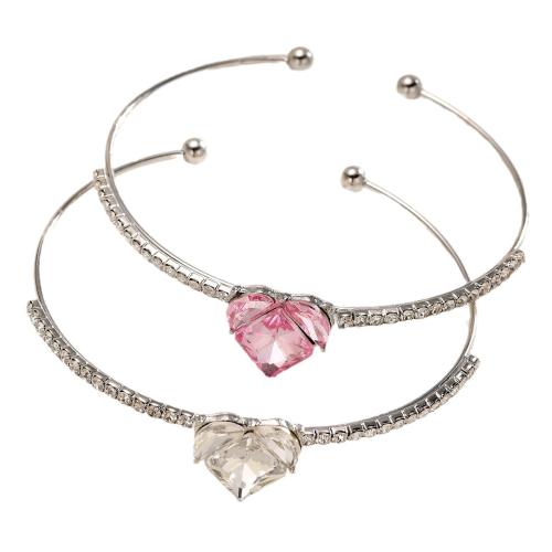 Zinc Alloy Bangle Smykker, med Cubic Zirconia, 2 stykker & for kvinde & med rhinestone, Solgt af sæt