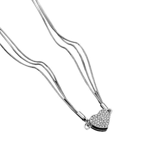 Collier de bijoux en alliage de zinc, avec laiton, multicouche & pour femme & avec strass, Longueur 47.4 cm, Vendu par PC