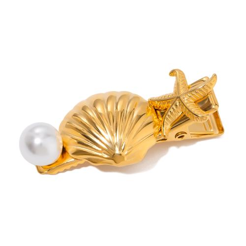 Alligator Hair Clip 304 Stainless Steel with Plastic Pearl for woman gold Sold By PC