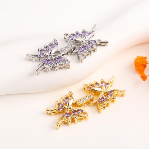 Brass Fold Over Clasp Butterfly plated DIY & micro pave cubic zirconia Sold By PC