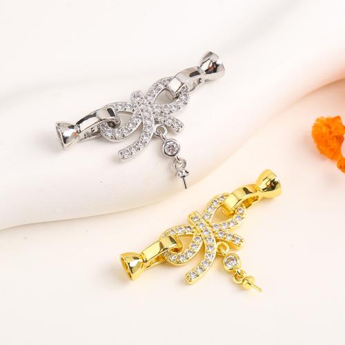 Brass Jewelry Clasps plated DIY & micro pave cubic zirconia Sold By PC