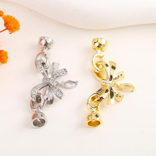 Brass Jewelry Clasps Bowknot plated DIY & micro pave cubic zirconia Sold By PC