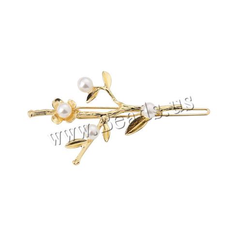 Hair Clip Zinc Alloy with Plastic Pearl plated for woman golden Sold By PC