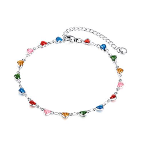 Fashion Jewelry Anklet, Acier titane, pour femme & émail, couleur originale, Vendu par PC