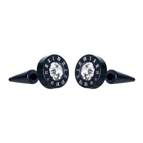 Roestvrij staal Stud Earrings, 304 roestvrij staal, plated, micro pave zirconia & voor de mens, zwart, Verkocht door pair