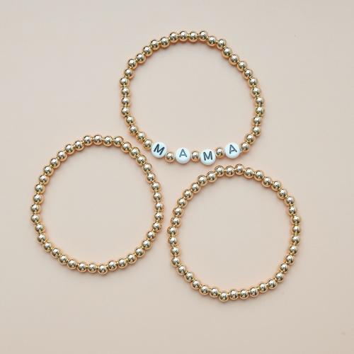 Bracelets Acrylique, avec fil élastique & plastique revêtu de cuivre, trois pièces & pour femme, doré, Longueur Environ 16-32 cm, Vendu par fixé