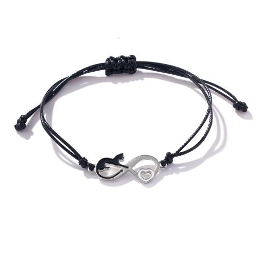 Zinc Alloy Bracelet with Wax Cord plated for woman & enamel silver color Sold By PC