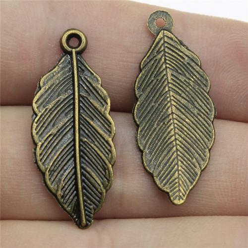 Cink ötvözet Leaf Medálok, Levél növényen, galvanizált, DIY, több színt a választás, 31x12mm, Által értékesített PC