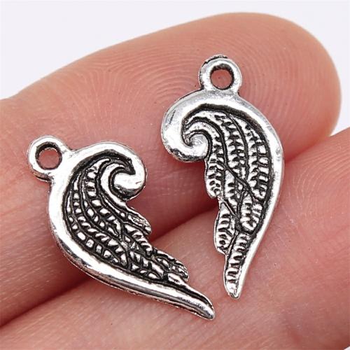 Sciathán múnlaithe Sinc Alloy Pendants, Cruth Sciathán, dath airgid antique plátáilte, DIY, 19x10mm, Díolta De réir PC