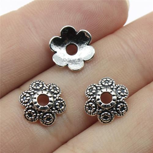 Zink legering Perle Cap, Zinc Alloy, Flower, antik sølv farve forgyldt, du kan DIY, 10x10mm, Solgt af PC