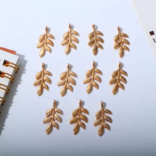 Zinc Alloy Pendants Leaf gold color plated DIY Sold By PC