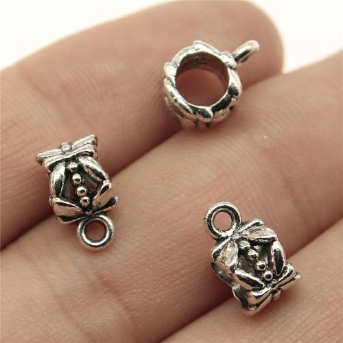 Zink legering Bail Beads, Zinc Alloy, antik sølv farve forgyldt, du kan DIY, 11x7x6mm, Solgt af PC