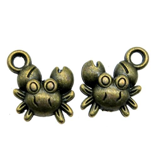 Zinc Alloy Animal Pendler, Krabbe, forgyldt, du kan DIY, flere farver til valg, 12x11mm, Solgt af PC