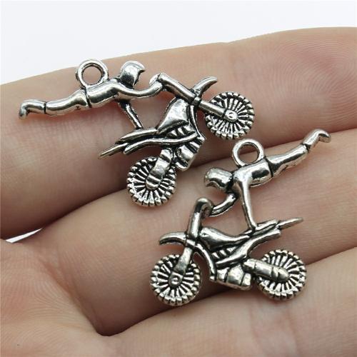 Køretøj Shaped Zinc Alloy Pendler, Motorcykel, antik sølv farve forgyldt, du kan DIY, 25x25mm, Solgt af PC