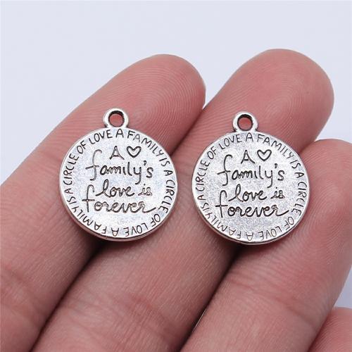 Zinc Alloy Pendants Round antique silver color plated DIY Sold By PC