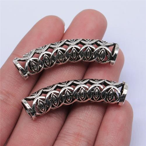 سبائك الزنك الخرز أنبوب, قطع أثرية فضية اللون مطلي, ديي & أجوف, 46x14mm, تباع بواسطة PC