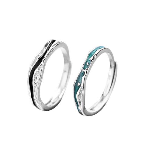 925 Sterling Silver Couple Ring adjustable & epoxy gel & for couple Sold By PC