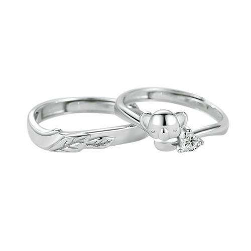 925 sterling silver Par ring, platinerade, justerbar & olika stilar för val & micro bana cubic zirconia & för par, Säljs av PC