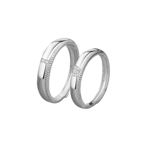 925 Sterling Silver par Ring, platine pozlaćen, prilagodljiv & različitih stilova za izbor & micro utrti kubni cirkonij & za par, Prodano By PC