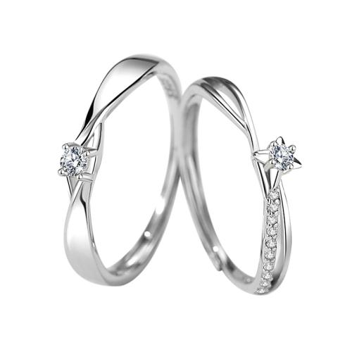 925 Sterling Silver Couple Ring adjustable & micro pave cubic zirconia & for couple Sold By PC